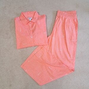 DKNY Pajama Set 2 Piece Coral Women's Size Large PJ Set Loungewear